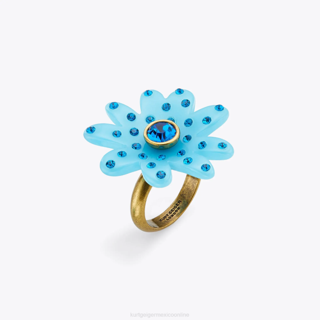 Kurt Geiger anillo de cristal de margarita de Londres BL0H530 | accesorios azul mujer