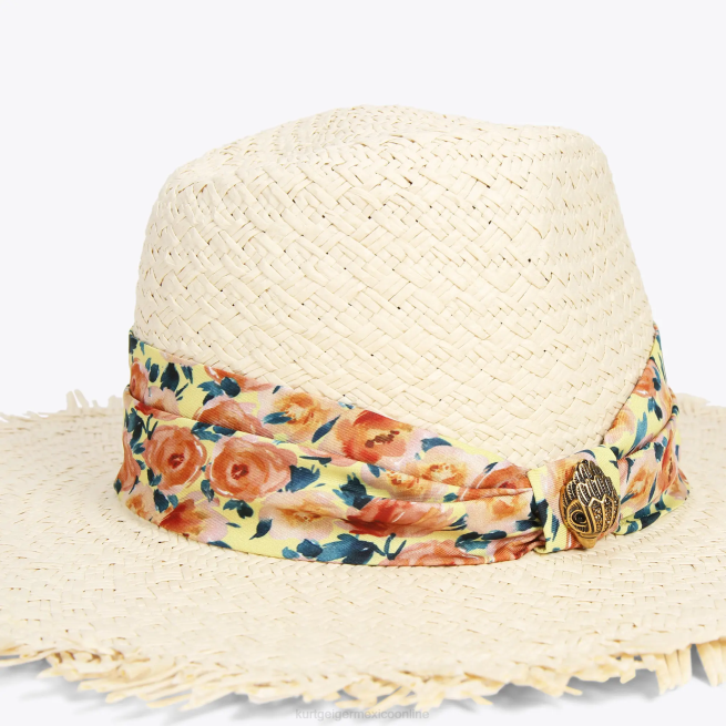 Kurt Geiger sombrero fedora con banda de paja londres BL0H460 | accesorios combinación beige mujer