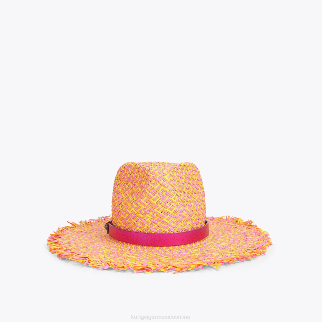 Kurt Geiger sombrero fedora de paja con flecos BL0H474 | accesorios combinación rosa mujer
