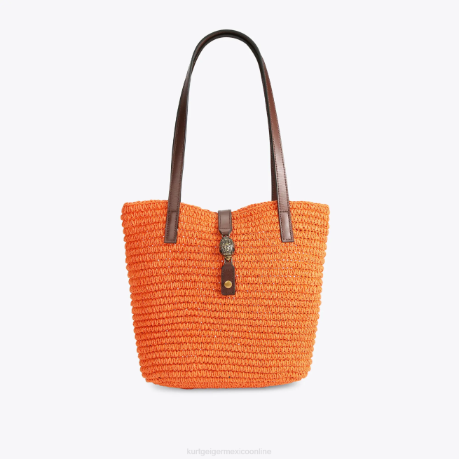 Kurt Geiger bolso tote london hampton de rafia BL0H458 | bolsas naranja mujer