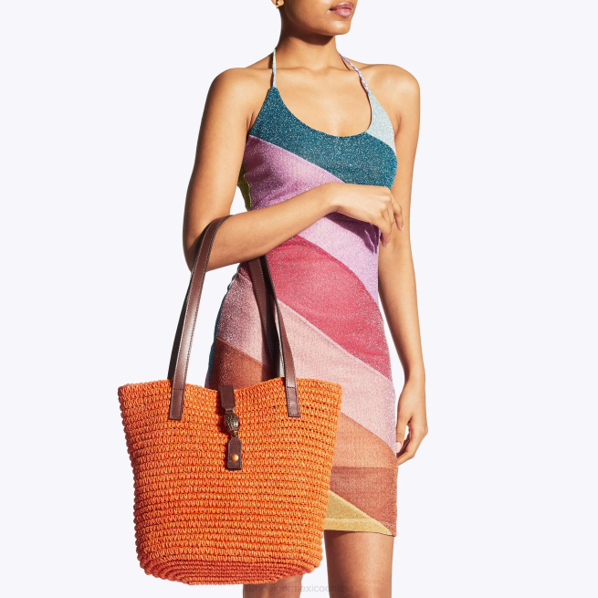 Kurt Geiger bolso tote london hampton de rafia BL0H458 | bolsas naranja mujer
