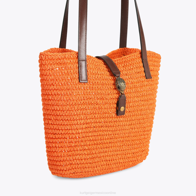 Kurt Geiger bolso tote london hampton de rafia BL0H458 | bolsas naranja mujer
