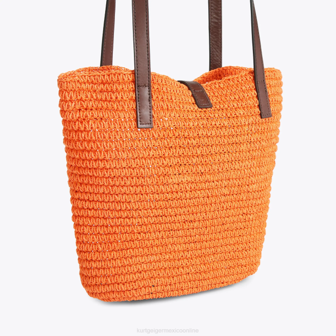 Kurt Geiger bolso tote london hampton de rafia BL0H458 | bolsas naranja mujer