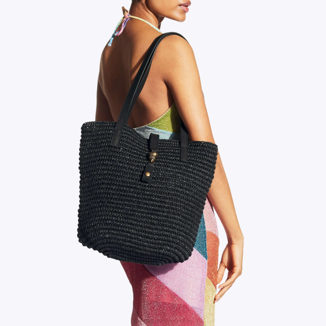 Kurt Geiger bolso tote london hampton de rafia BL0H463 | bolsas negro mujer