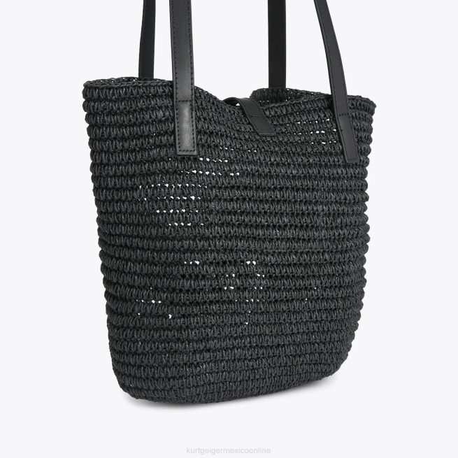Kurt Geiger bolso tote london hampton de rafia BL0H463 | bolsas negro mujer
