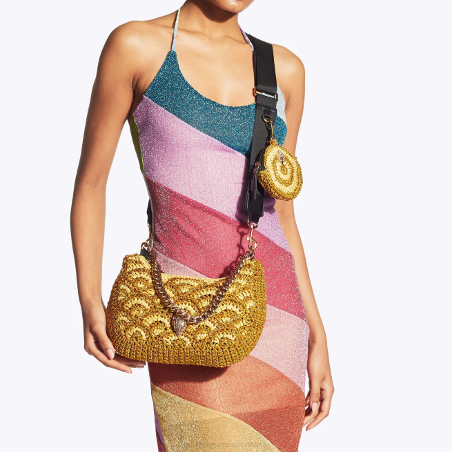 Kurt Geiger bandolera multicolor de crochet de Londres BL0H471 | bolsas oro mujer