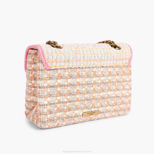Kurt Geiger bolso kensington de tweed londres BL0H9 | bolsas naranja mujer