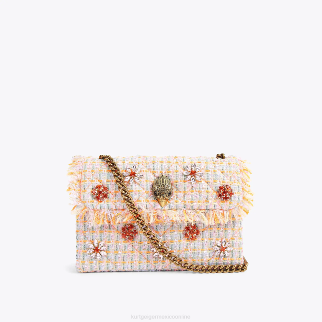 Kurt Geiger bolso kensington mediano de tweed londres BL0H11 | bolsas naranja mujer