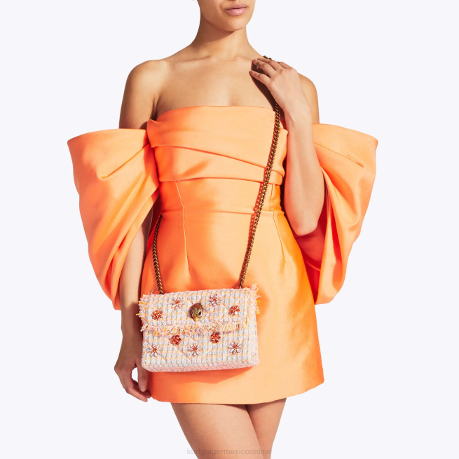 Kurt Geiger bolso kensington mediano de tweed londres BL0H11 | bolsas naranja mujer