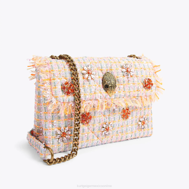 Kurt Geiger bolso kensington mediano de tweed londres BL0H11 | bolsas naranja mujer