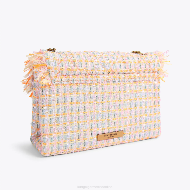 Kurt Geiger bolso kensington mediano de tweed londres BL0H11 | bolsas naranja mujer