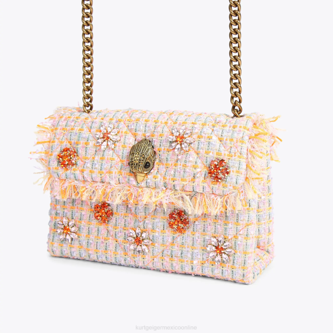 Kurt Geiger bolso kensington mediano de tweed londres BL0H11 | bolsas naranja mujer