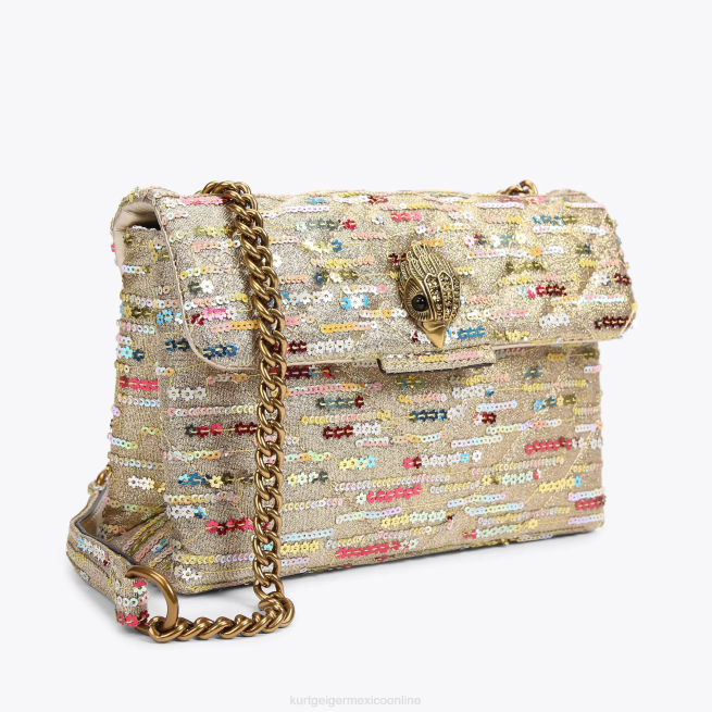 Kurt Geiger london lurex mediano kensington BL0H52 | bolsas combinación de oro mujer