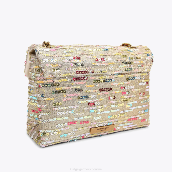 Kurt Geiger london lurex mediano kensington BL0H52 | bolsas combinación de oro mujer