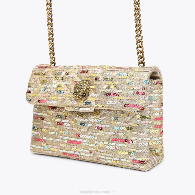 Kurt Geiger london lurex mediano kensington BL0H52 | bolsas combinación de oro mujer