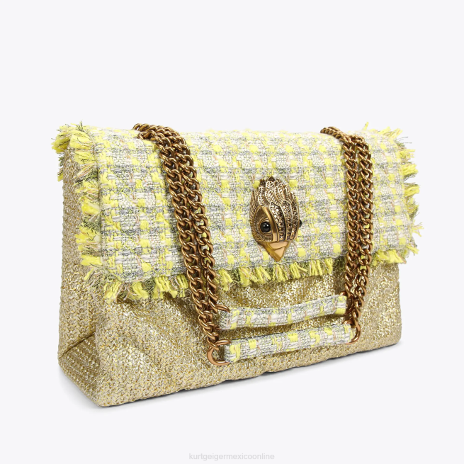 Kurt Geiger london rafia xxl kensington BL0H81 | bolsas amarillo mujer