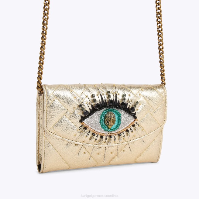 Kurt Geiger cartera london kensington cadena ojo BL0H109 | bolsas oro mujer