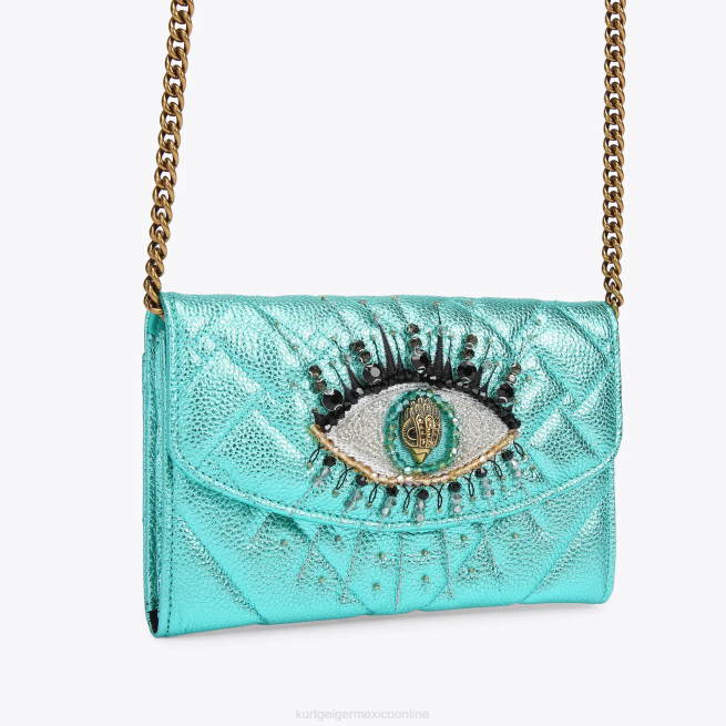 Kurt Geiger cartera london kensington cadena ojo BL0H111 | bolsas verde azulado mujer