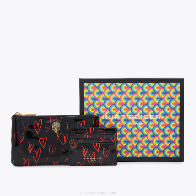 Kurt Geiger set de regalo con bolsa con el águila de Londres BL0H499 | bolsas negro rojo mujer