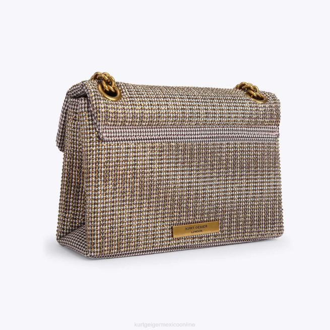 Kurt Geiger Tela london pata de gallo mini kensington BL0H74 | bolsas beige mujer