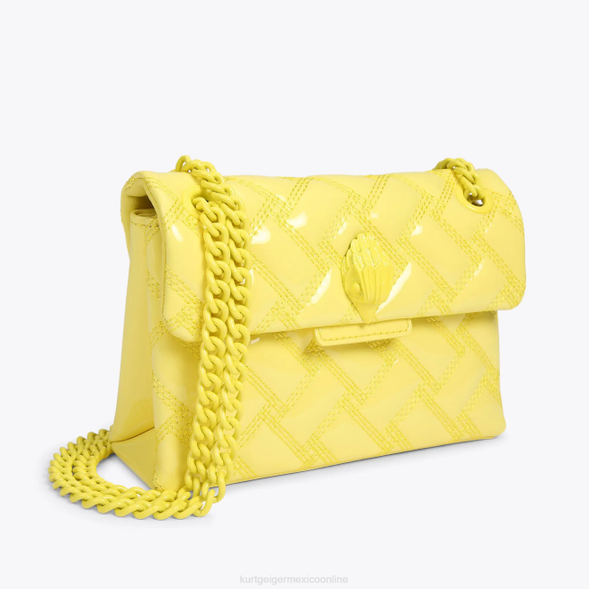 Kurt Geiger londres mini kensington empapado BL0H79 | bolsas amarillo mujer