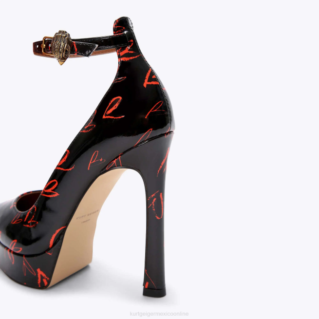 Kurt Geiger Tribunal de la plataforma Shoreditch de Londres BL0H408 | calzados negro rojo mujer