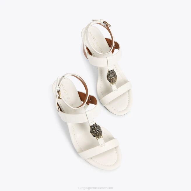 Kurt Geiger bloque de barra en T de London Hampton BL0H339 | calzados hueso mujer